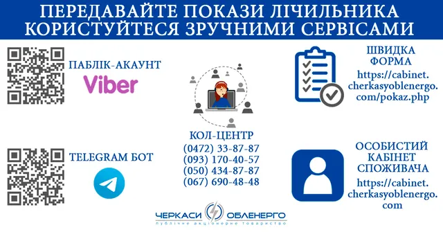 ПАТ "Черкасиобленерго": час передавати показники електролічильника
