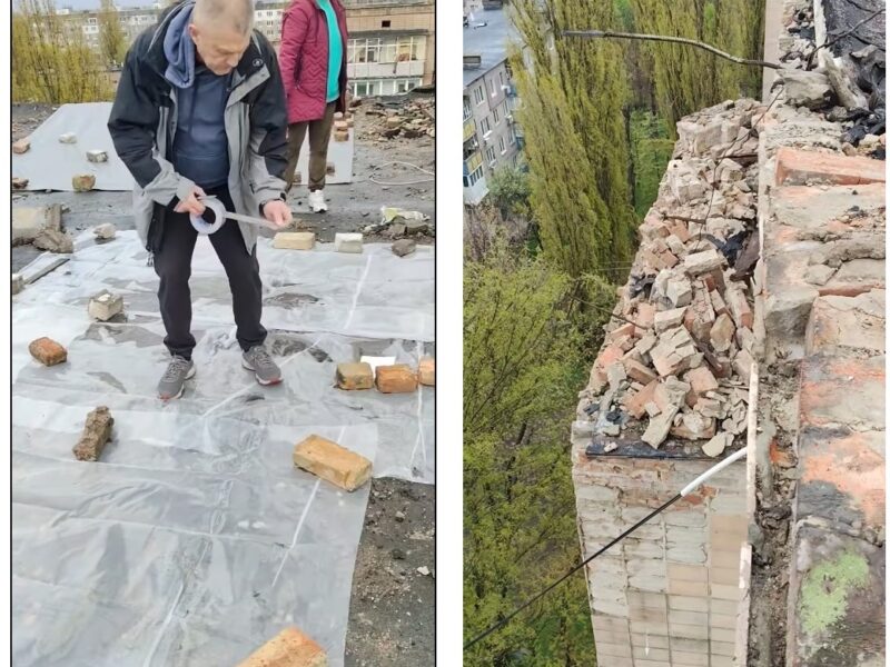 «Відчуття, що нас залишили на самоті»: жителі багатоповерхівки у Черкасах, куди влучив шахед, самотужки лагодять покрівлю